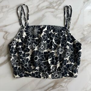 Anthropologie Daisie Black and White Floral Tank Top Medium